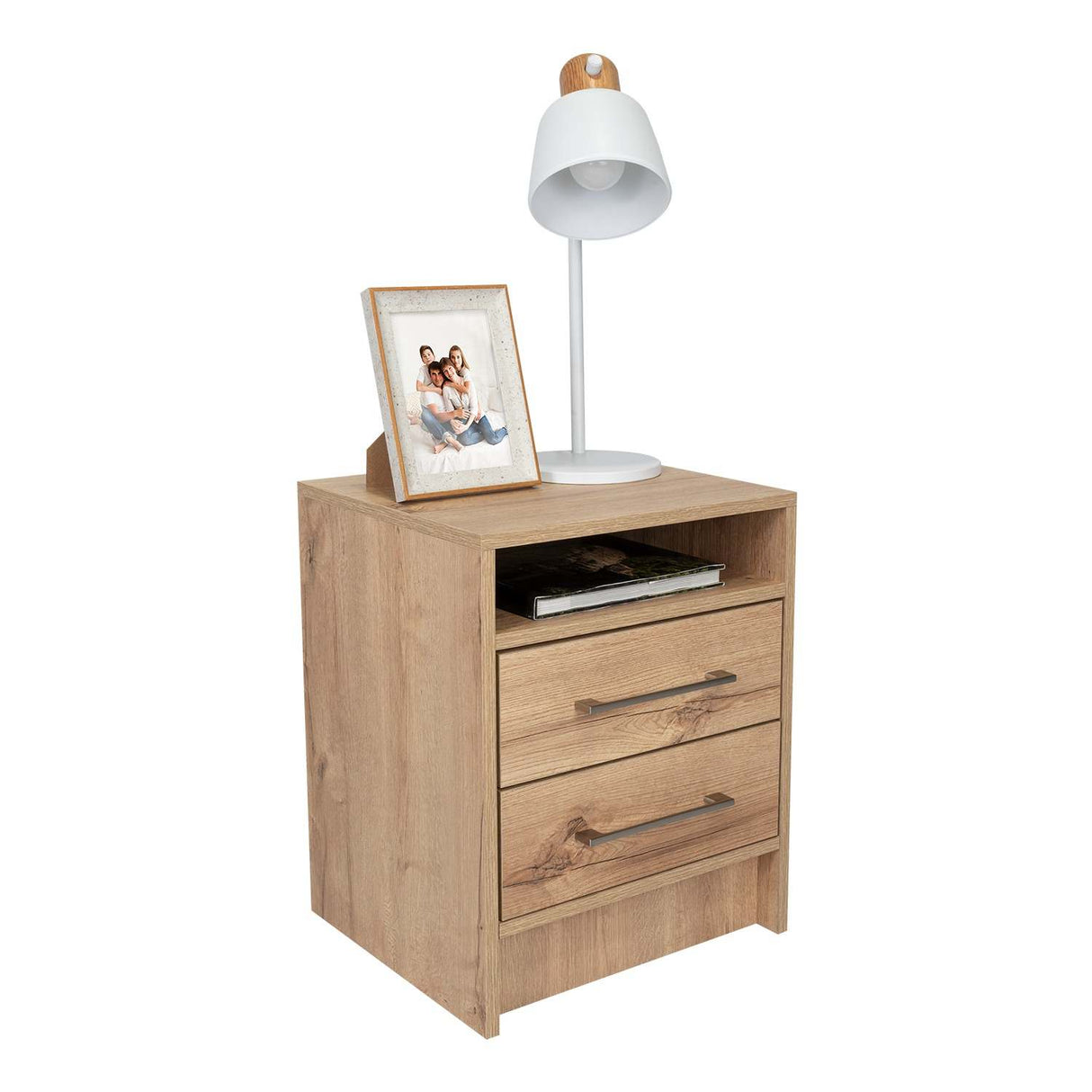 Mesa de Noche Eter Duna 40x40cm con Dos Cajones y con Un Compartimiento - Mesas de Noche | Bylmo