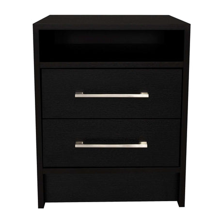 Mesa de Noche Eter Wengue 40x50.7cm con Dos Cajones y con Un Compartimiento - Mesas de Noche | Bylmo