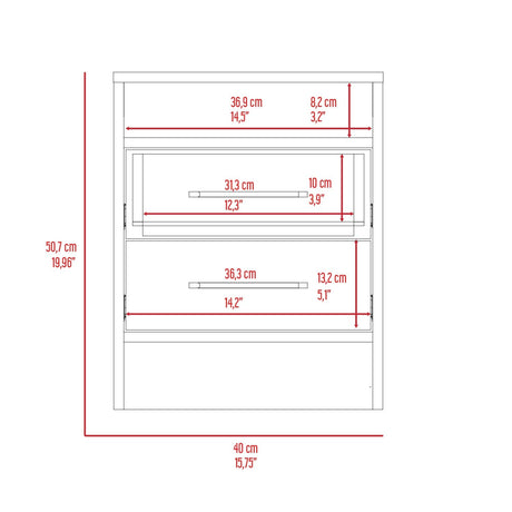 Mesa de Noche Eter Wengue 40x50.7cm con Dos Cajones y con Un Compartimiento - Mesas de Noche | Bylmo