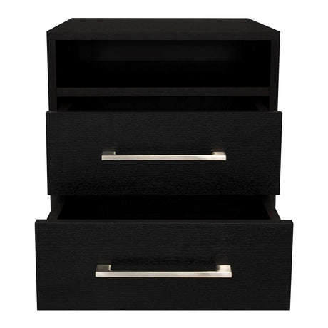 Mesa de Noche Eter Wengue 40x50.7cm con Dos Cajones y con Un Compartimiento - Mesas de Noche | Bylmo