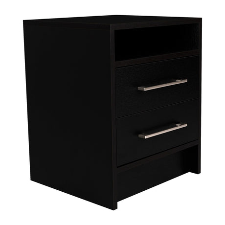 Mesa de Noche Eter Wengue 40x50.7cm con Dos Cajones y con Un Compartimiento - Mesas de Noche | Bylmo