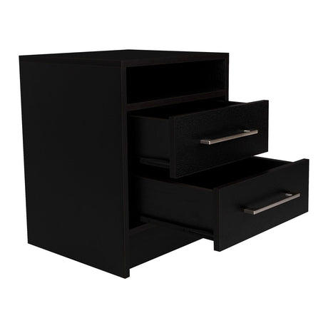 Mesa de Noche Eter Wengue 40x50.7cm con Dos Cajones y con Un Compartimiento - Mesas de Noche | Bylmo