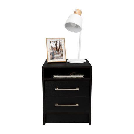 Mesa de Noche Eter Wengue 40x50.7cm con Dos Cajones y con Un Compartimiento - Mesas de Noche | Bylmo