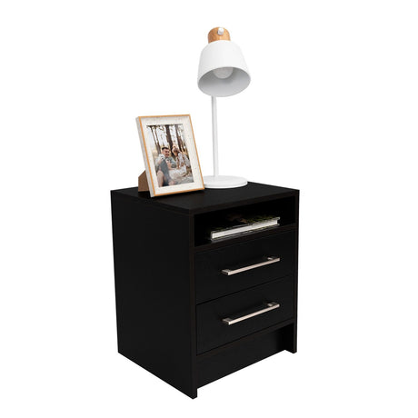 Mesa de Noche Eter Wengue 40x50.7cm con Dos Cajones y con Un Compartimiento - Mesas de Noche | Bylmo