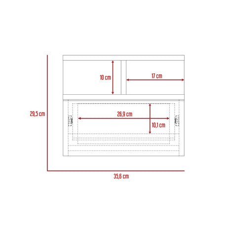 Mesa de Noche Flotante Macadamia 36x30cm con Un Cajón y con Dos Compartimientos - Mesas de Noche | Bylmo