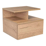 Mesa de Noche Flotante Macadamia 36x30cm con Un Cajón y con Dos Compartimientos - Mesas de Noche | Bylmo