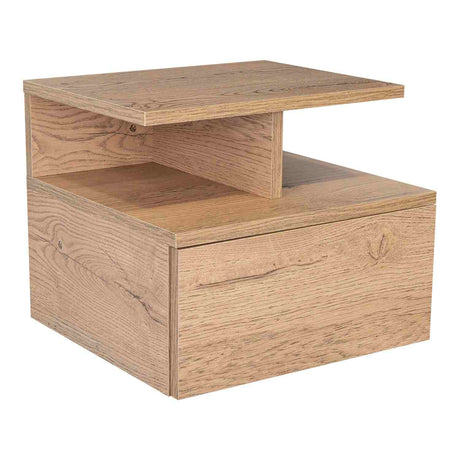 Mesa de Noche Flotante Macadamia 36x30cm con Un Cajón y con Dos Compartimientos - Mesas de Noche | Bylmo