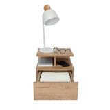 Mesa de Noche Flotante Macadamia 36x30cm con Un Cajón y con Dos Compartimientos - Mesas de Noche | Bylmo