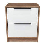 Mesa de Noche Kaia Miel y Blanco 48x41cm con Dos Cajones - Mesas de Noche | Bylmo