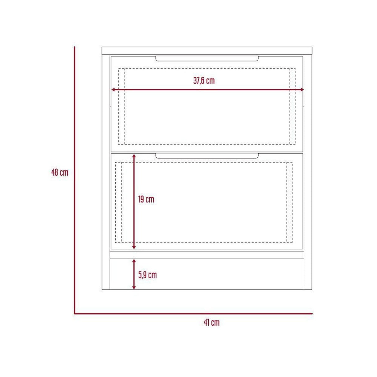 Mesa de Noche Kaia Miel y Blanco 48x41cm con Dos Cajones - Mesas de Noche | Bylmo