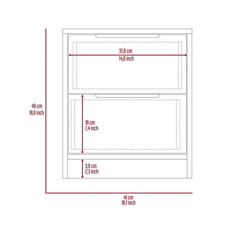 Mesa de Noche Kaia Wengue y Miel 48x41cm con Dos Cajones - Mesas de Noche | Bylmo