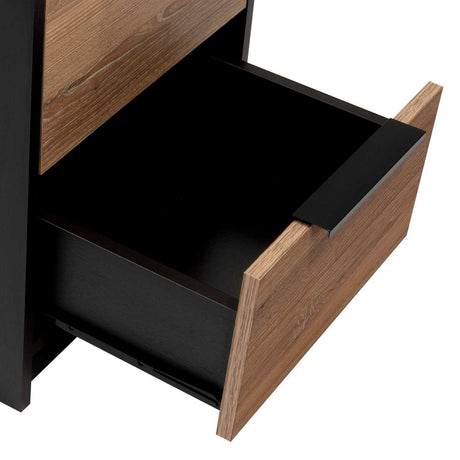 Mesa de Noche Kaia Wengue y Miel 48x41cm con Dos Cajones - Mesas de Noche | Bylmo