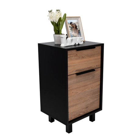 Mesa de Noche Kaia Z Wengue 41x70cm con Un Cajón y con Una Puerta - Mesas de Noche | Bylmo