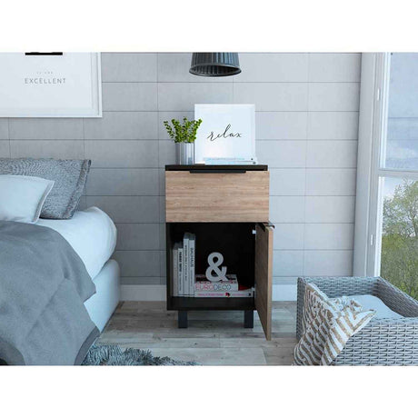 Mesa de Noche Kaia Z Wengue 41x70cm con Un Cajón y con Una Puerta - Mesas de Noche | Bylmo