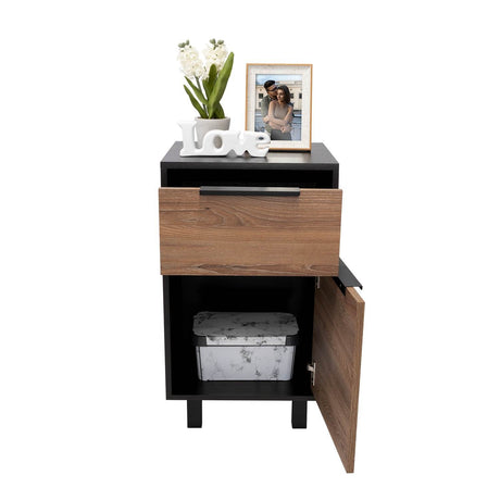 Mesa de Noche Kaia Z Wengue 41x70cm con Un Cajón y con Una Puerta - Mesas de Noche | Bylmo