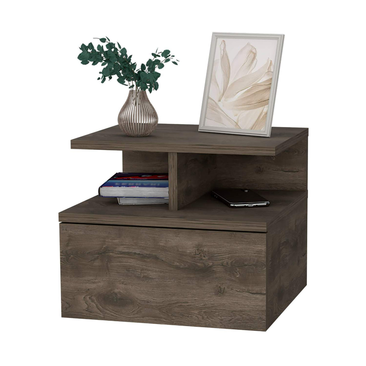 Mesa de Noche Flotante Bellota 36x30cm con Un Cajón y con Un Compartimiento - Mesas de Noche | Bylmo