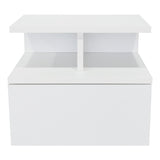 Mesa de Noche Flotante Blanco 36x30cm con Un Cajón y con Dos Compartimientos - Mesas de Noche | Bylmo