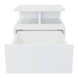 Mesa de Noche Flotante Blanco 36x30cm con Un Cajón y con Dos Compartimientos - Mesas de Noche | Bylmo