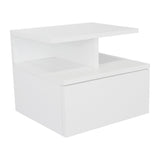 Mesa de Noche Flotante Blanco 36x30cm con Un Cajón y con Dos Compartimientos - Mesas de Noche | Bylmo