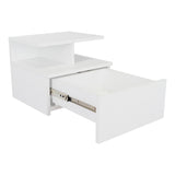 Mesa de Noche Flotante Blanco 36x30cm con Un Cajón y con Dos Compartimientos - Mesas de Noche | Bylmo
