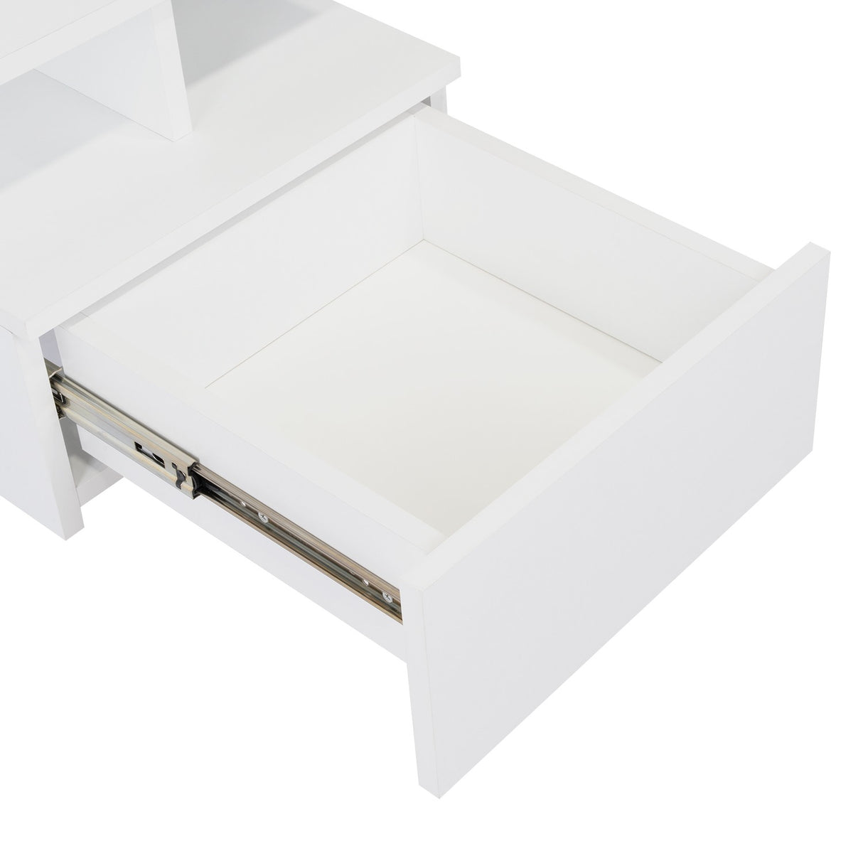 Mesa de Noche Flotante Blanco 36x30cm con Un Cajón y con Dos Compartimientos - Mesas de Noche | Bylmo