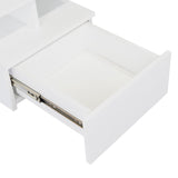 Mesa de Noche Flotante Blanco 36x30cm con Un Cajón y con Dos Compartimientos - Mesas de Noche | Bylmo