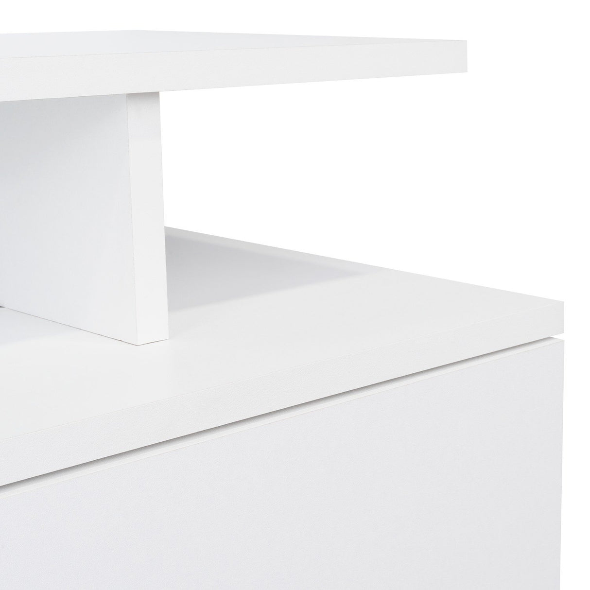 Mesa de Noche Flotante Blanco 36x30cm con Un Cajón y con Dos Compartimientos - Mesas de Noche | Bylmo