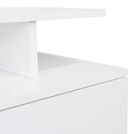 Mesa de Noche Flotante Blanco 36x30cm con Un Cajón y con Dos Compartimientos - Mesas de Noche | Bylmo