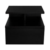 Mesa de Noche Flotante Wengue 36x30cm con Un Cajón y con Dos Compartimientos - Mesas de Noche | Bylmo