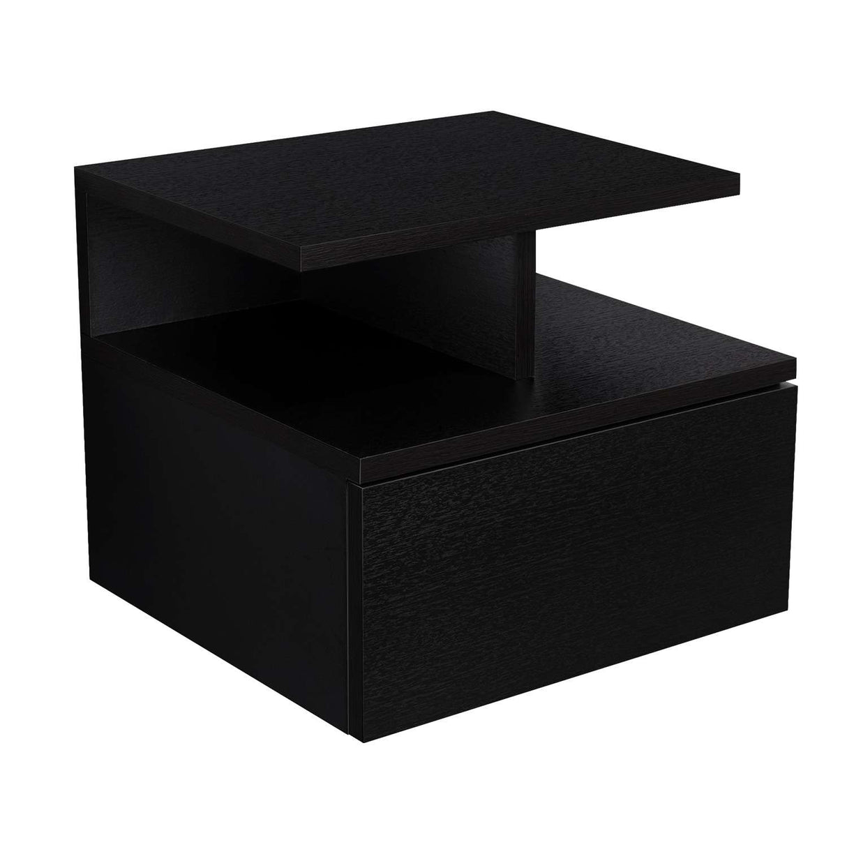 Mesa de Noche Flotante Wengue 36x30cm con Un Cajón y con Dos Compartimientos - Mesas de Noche | Bylmo