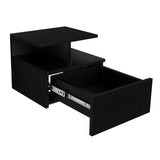 Mesa de Noche Flotante Wengue 36x30cm con Un Cajón y con Dos Compartimientos - Mesas de Noche | Bylmo