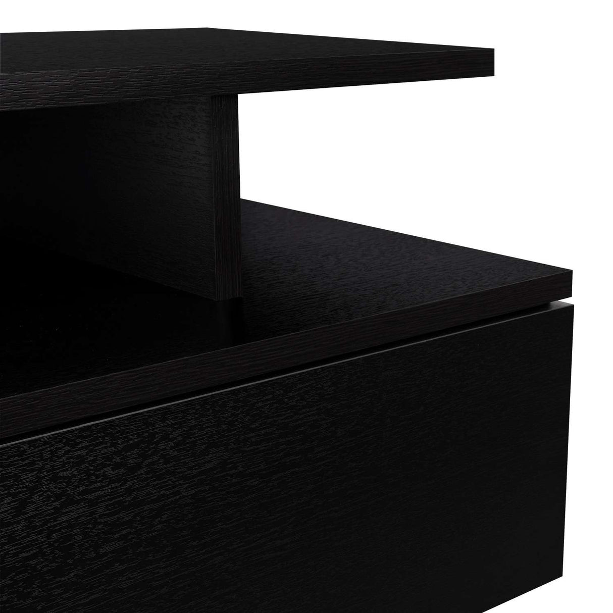 Mesa de Noche Flotante Wengue 36x30cm con Un Cajón y con Dos Compartimientos - Mesas de Noche | Bylmo