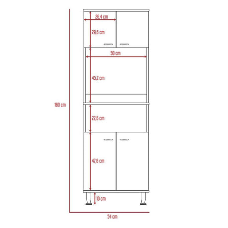 Mueble Microondas Kitchen Blanco 54 cm con Cuatro Puertas y Un Entrepaño