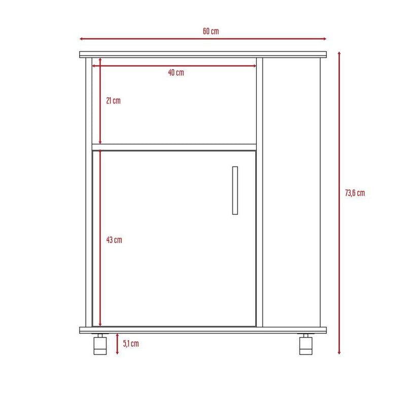 Mueble Auxiliar Heraldo Blanco y Duna 60 cm con Una Puerta y Entrepaños Laterales