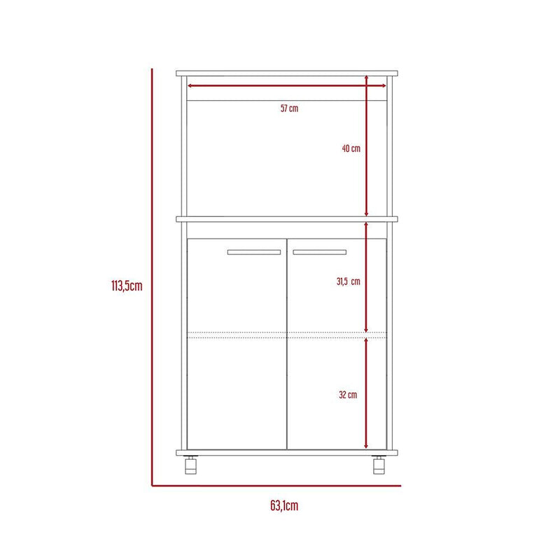 Mueble Auxiliar Manchester Blanco 63 cm con Dos Puertas y Entrepaños