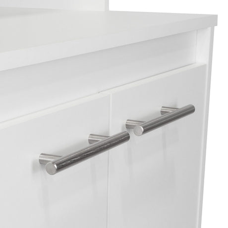 Mueble Microondas Mancheter Blanco 63.1x113.5cm con Dos Puertas y con Rodachines - Muebles Organizadores | Bylmo