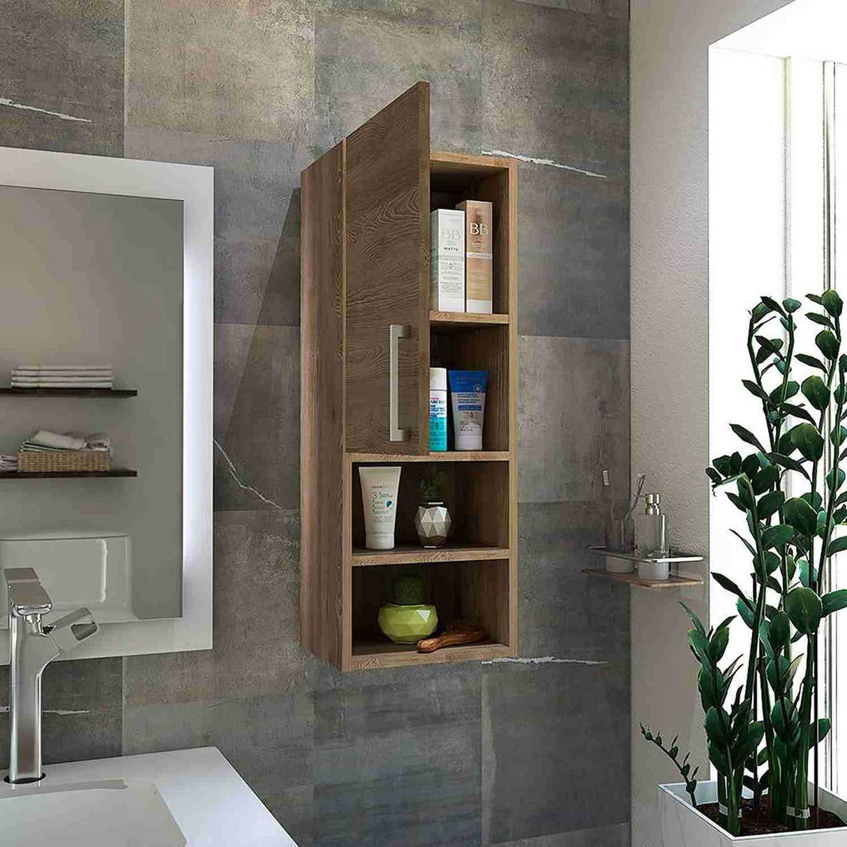 Gabinete de Baño Barcelona Miel 30x81.5cm Rectangular sin Espejo y con Dos Entrepaños - Gabinetes | Bylmo