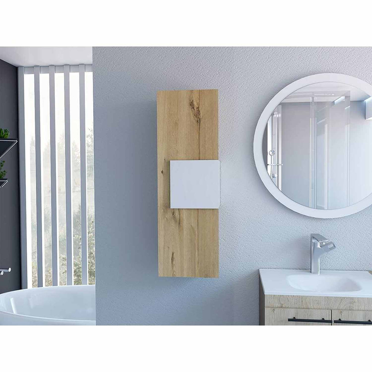 Gabinete de Baño Vanguard Blanco y Duna 31.9x97.7cm Rectangular con Dos Entrepaños - Gabinetes | Bylmo