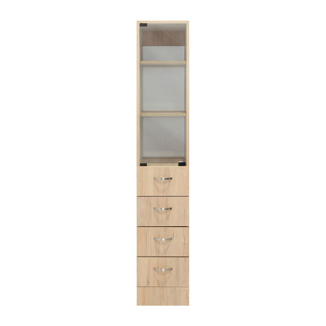 Torre de Baño Vanguard Rovere 30.4x173.45cm con Cuatro Cajones y con Dos Entrepaños - Gabinetes | Bylmo