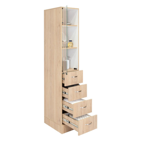 Torre de Baño Vanguard Rovere 30.4x173.45cm con Cuatro Cajones y con Dos Entrepaños - Gabinetes | Bylmo