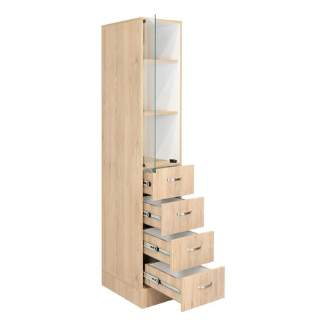 Torre de Baño Vanguard Rovere 30.4x173.45cm con Cuatro Cajones y con Dos Entrepaños - Gabinetes | Bylmo