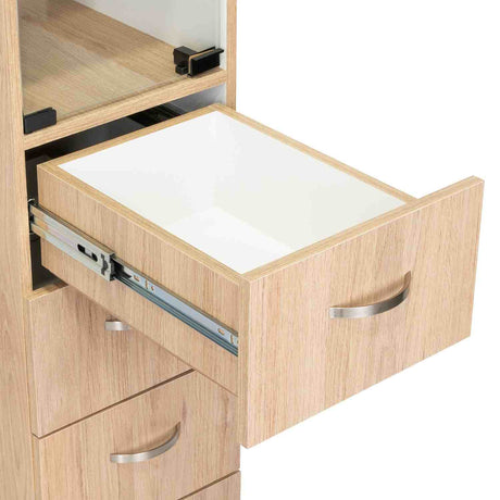 Torre de Baño Vanguard Rovere 30.4x173.45cm con Cuatro Cajones y con Dos Entrepaños - Gabinetes | Bylmo