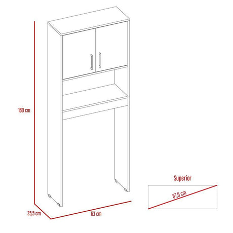 Optimizador de Baño Barcelona Miel 63x160cm sin Cajones y con Un Entrepaño - Gabinetes | Bylmo