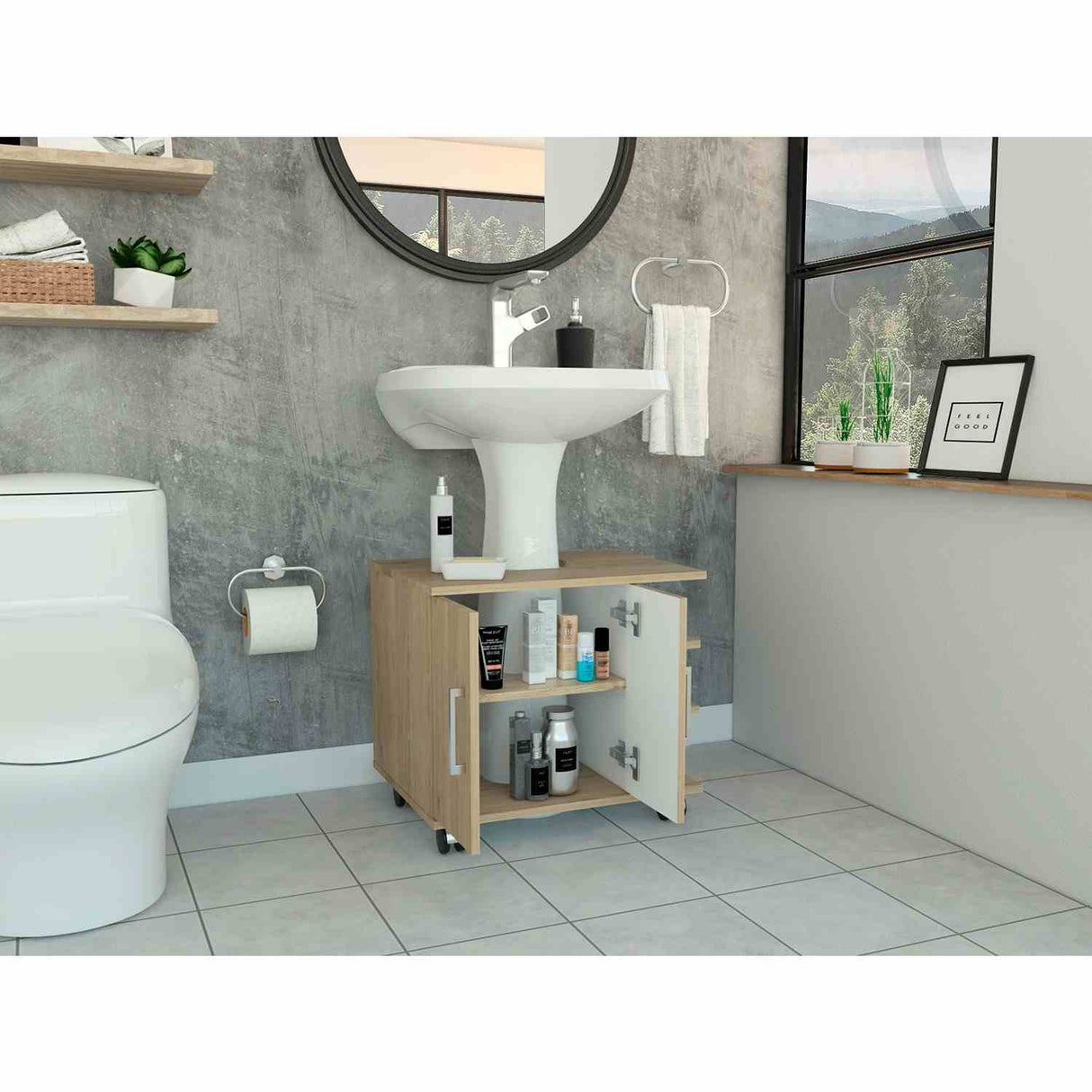 Mueble para Lavamanos Bath Rovere 55x50cm Individual sin Lavamanos con Dos Puertas - Gabinetes | Bylmo