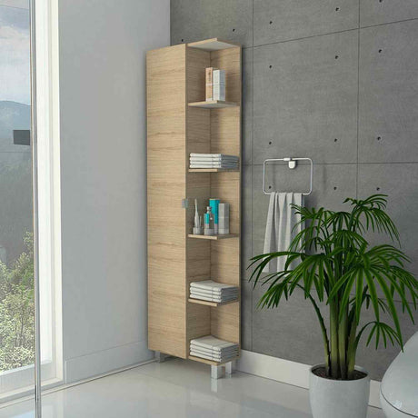 Optimizador de Baño Bath Rovere y Blanco 51.2x178.1cm sin Cajones y con Cuatro Entrepaños