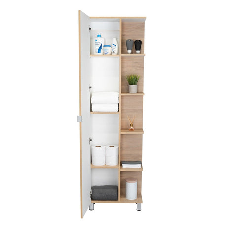 Optimizador de Baño Bath Rovere y Blanco 51.2x178.1cm sin Cajones y con Cuatro Entrepaños