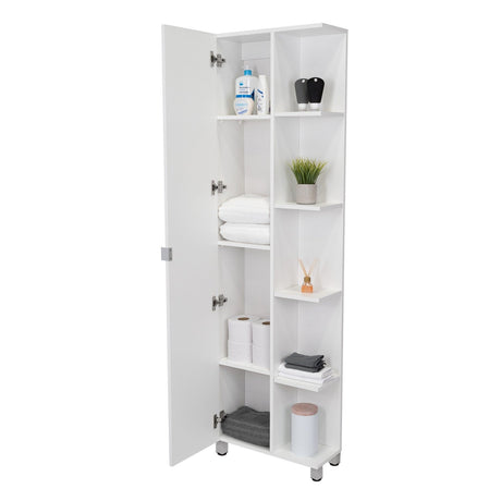 Mueble para Baño Esquinero Urano Blanco 51.2x158cm sin Cajones y con Cuatro Entrepaños - Gabinetes | Bylmo
