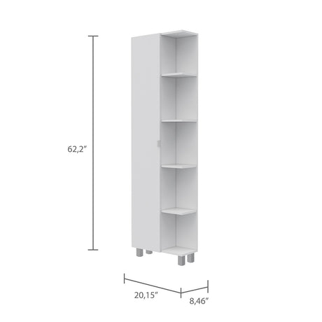 Mueble para Baño Esquinero Urano Blanco 51.2x158cm sin Cajones y con Cuatro Entrepaños - Gabinetes | Bylmo