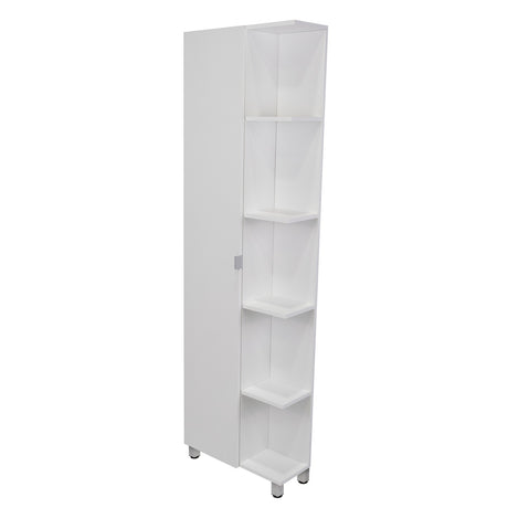 Mueble para Baño Esquinero Urano Blanco 51.2x158cm sin Cajones y con Cuatro Entrepaños - Gabinetes | Bylmo