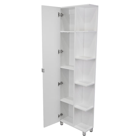 Mueble para Baño Esquinero Urano Blanco 51.2x158cm sin Cajones y con Cuatro Entrepaños - Gabinetes | Bylmo